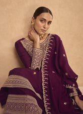 Delightful Salwar Suit with Premium Silk in Purple Colour